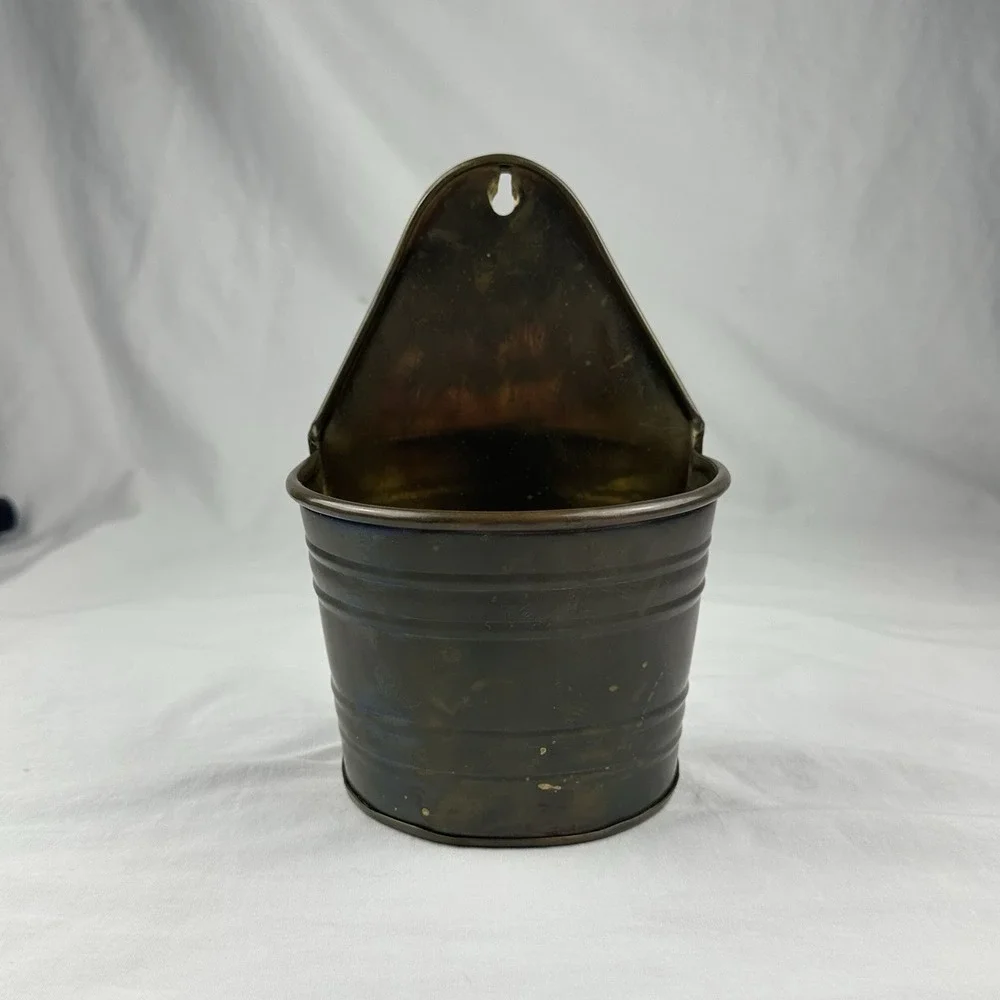 Vintage Brass Tone Wall Pocket Planter Mid Century Grandmillennial Cottagecore